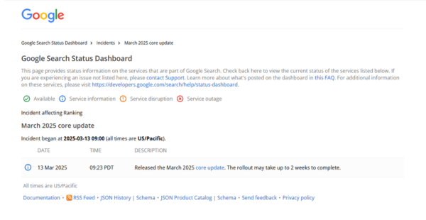 Google Algorithm March 2025 core update roll out - mraiseo.com