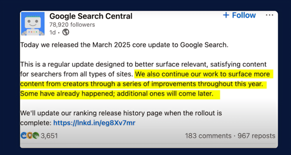 Google March 2025 Core Updates Announcement - mraiseo.com